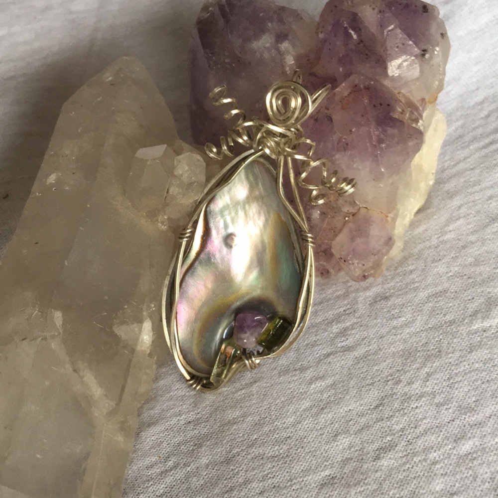Handmade Shell & Crystal Pendant